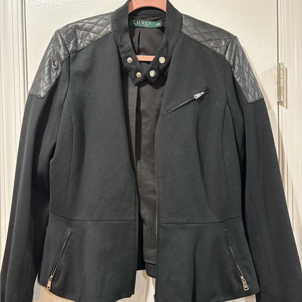 Ralph Lauren Black Jacket with Faux Leather Accents